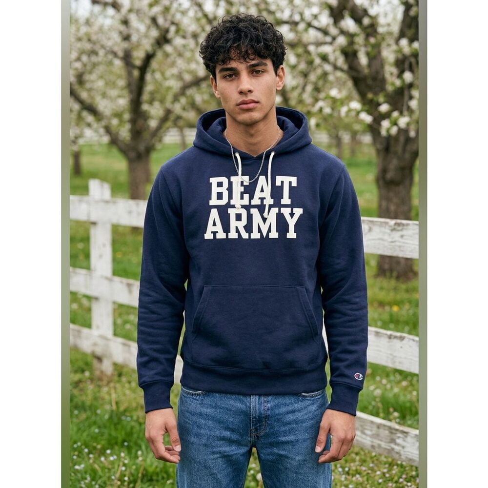NWT League Unisex Black Graphic Hoodie NCAA Beat Army Sweatshirt- Size Large